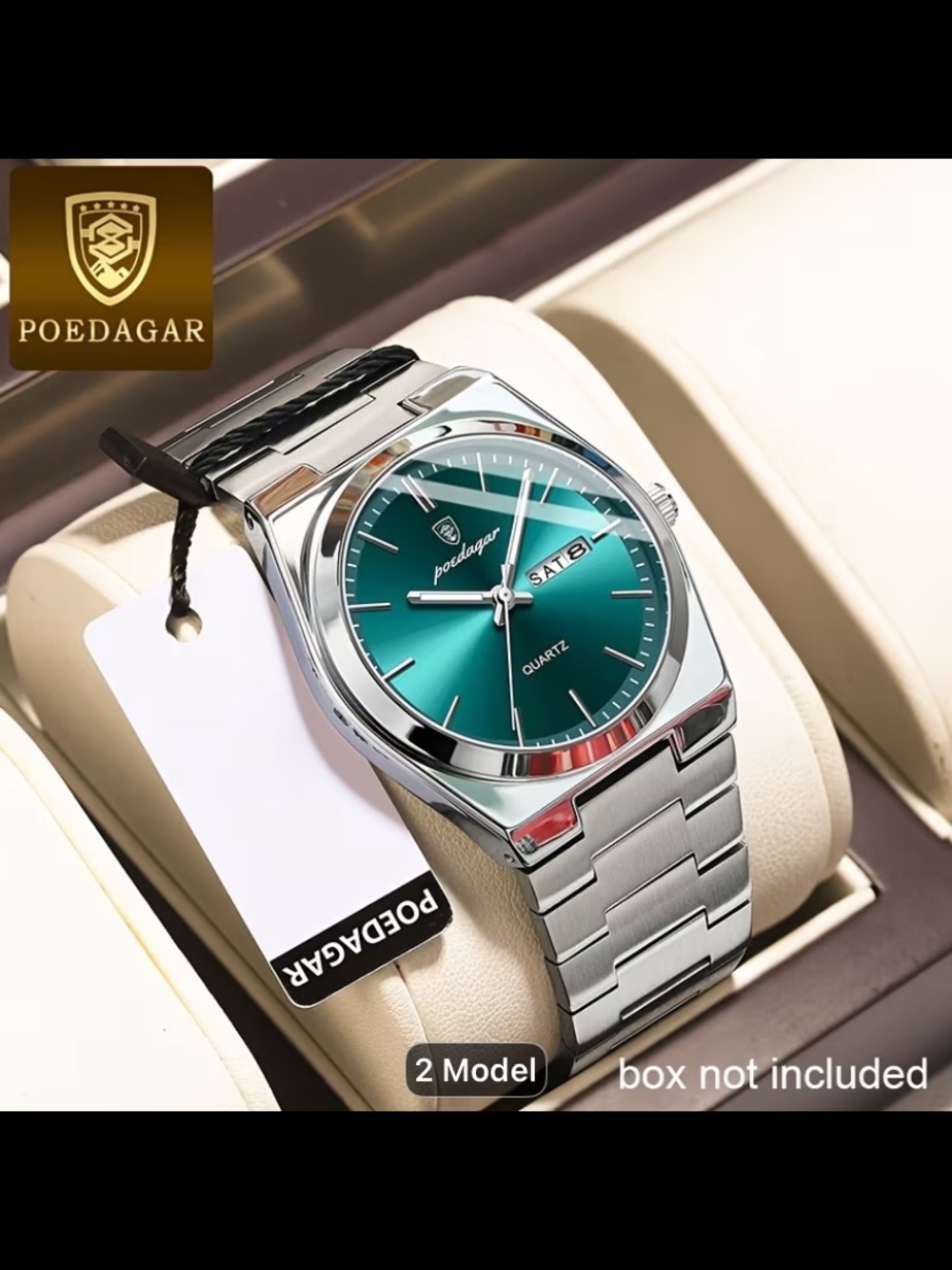 SALE SALE !!! Men’s Quartz Poedagar Men's Stainless Steel Watch - Green Sunburst